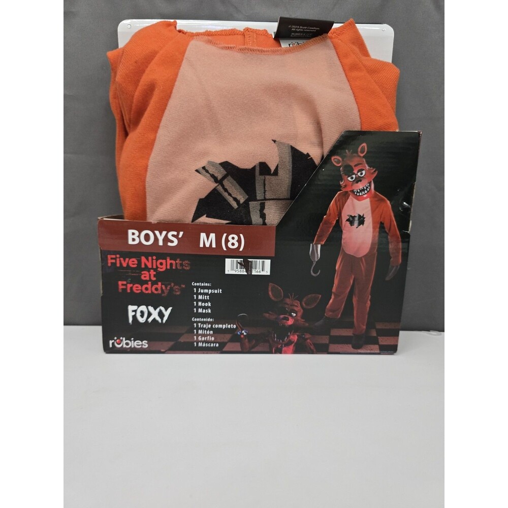 Rubies Five Nights at Freddy's Foxy Boys Costume Size M (8) Jumpsuit & Mask